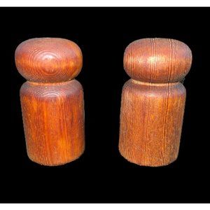 Vintage Small Wood Salt & Pepper Shakers 2 3/4 in